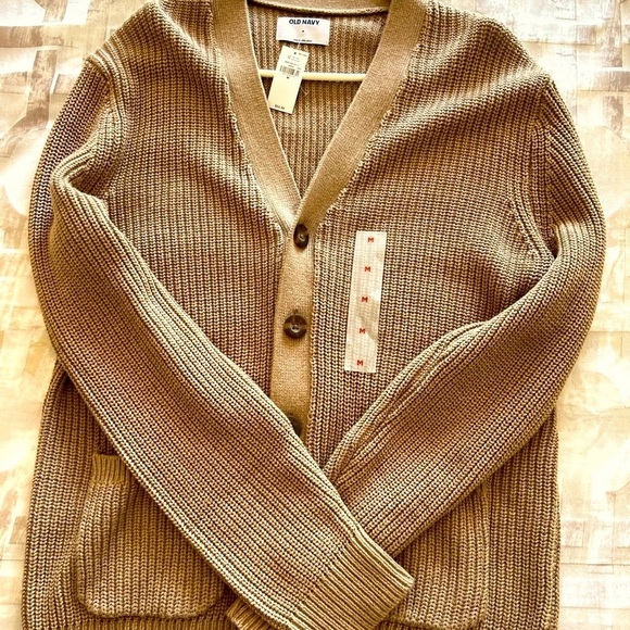 Old Navy Tan Cardigan Sweater Classic Knit - Picture 6 of 10